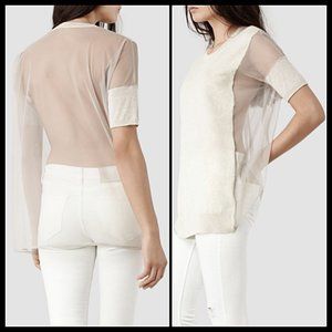AllSaints Natural Shadow Loose Sheer Top 6 NWOT